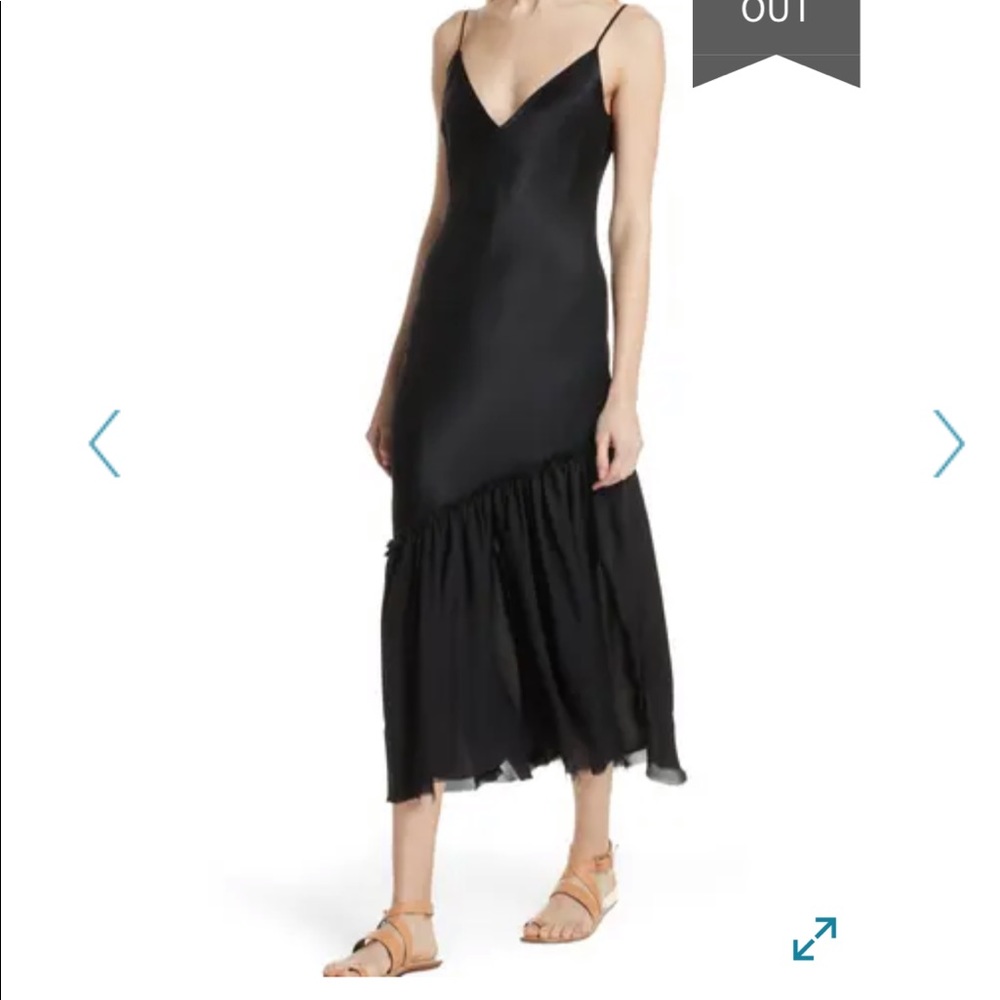 Frame ruffle hem satin slip dress